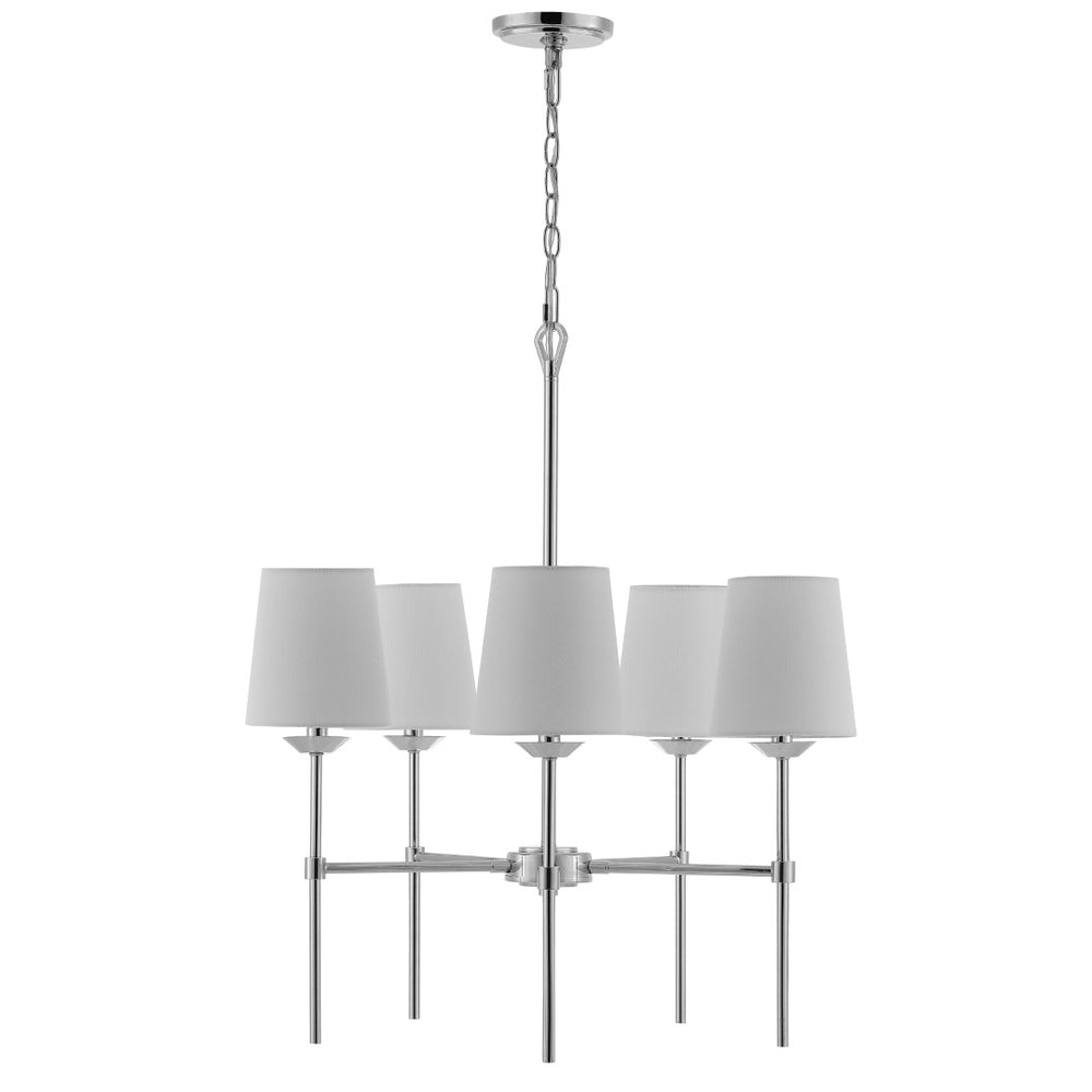 Safavieh DORTRA, Modern 5-Light Extendable Pendant with Chrome Frame & Soft White Fabric Shades for Home PND4118A