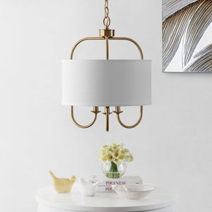 Safavieh DORTRA, Elegant 5-Light Extendable Pendant, Chrome & Fabric Fixture for Modern Interior Spaces Brass PND4119A