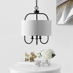 Safavieh DORTRA, Elegant 5-Light Extendable Pendant, Chrome & Fabric Fixture for Modern Interior Spaces Black PND4119B