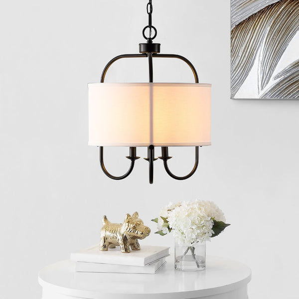 Safavieh DORTRA, Elegant 5-Light Extendable Pendant, Chrome & Fabric Fixture for Modern Interior Spaces Black PND4119B