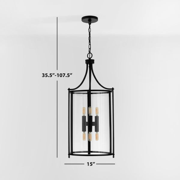 Safavieh VENZOR, 6-Light Extendable Pendant Fixture, Clear Glass & Bronze Metal - Ideal for Dining Spaces PND4120A