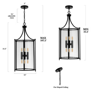 Safavieh VENZOR, 6-Light Extendable Pendant Fixture, Clear Glass & Bronze Metal - Ideal for Dining Spaces PND4120A