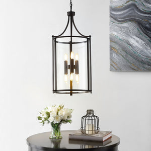 Safavieh VENZOR, 6-Light Extendable Pendant Fixture, Clear Glass & Bronze Metal - Ideal for Dining Spaces PND4120A