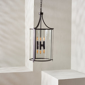 Safavieh VENZOR, 6-Light Extendable Pendant Fixture, Clear Glass & Bronze Metal - Ideal for Dining Spaces PND4120A
