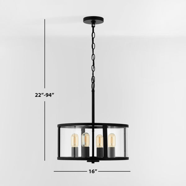 Safavieh RELOM, 4-Light Extendable Pendant - Clear Glass & Bronze Metal Fixture for Modern Dining Rooms & Foyers PND4121A
