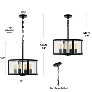 Safavieh RELOM, 4-Light Extendable Pendant - Clear Glass & Bronze Metal Fixture for Modern Dining Rooms & Foyers PND4121A