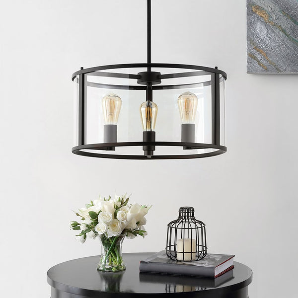 Safavieh RELOM, 4-Light Extendable Pendant - Clear Glass & Bronze Metal Fixture for Modern Dining Rooms & Foyers PND4121A