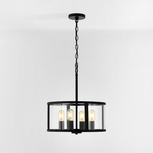 Safavieh RELOM, 4-Light Extendable Pendant - Clear Glass & Bronze Metal Fixture for Modern Dining Rooms & Foyers PND4121A