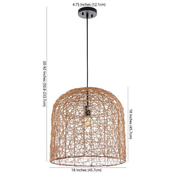 Safavieh BIANCO, 18-Inch Natural Rattan Pendant Light - Adjustable, Artisan Design for Stylish Interiors PND4122A