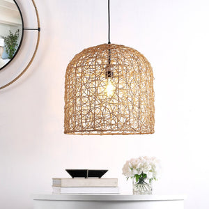 Safavieh BIANCO, 18-Inch Natural Rattan Pendant Light - Adjustable, Artisan Design for Stylish Interiors PND4122A
