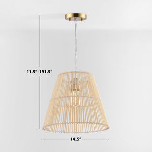 Safavieh SENYA, 14.5" Natural Rattan Extendable Pendant Light for Cozy Ambiance in Modern & Bohemian Spaces PND4127A