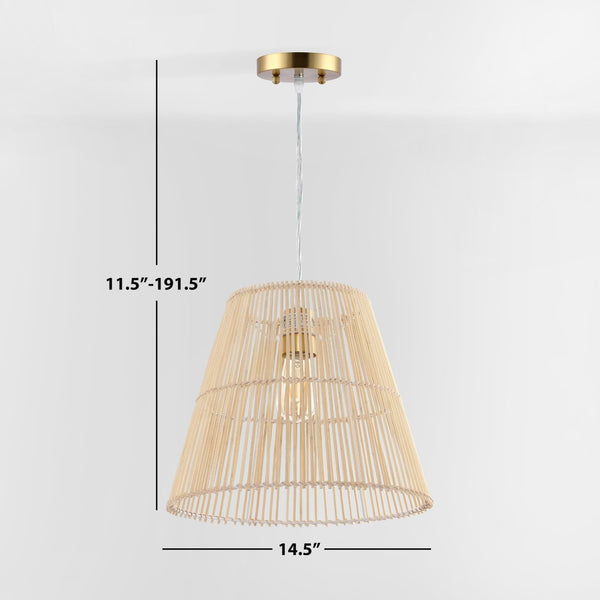 Safavieh SENYA, 14.5" Natural Rattan Extendable Pendant Light for Cozy Ambiance in Modern & Bohemian Spaces PND4127A