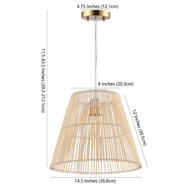Safavieh SENYA, 14.5" Natural Rattan Extendable Pendant Light for Cozy Ambiance in Modern & Bohemian Spaces PND4127A