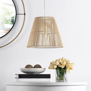 Safavieh SENYA, 14.5" Natural Rattan Extendable Pendant Light for Cozy Ambiance in Modern & Bohemian Spaces PND4127A
