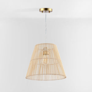 Safavieh SENYA, 14.5" Natural Rattan Extendable Pendant Light for Cozy Ambiance in Modern & Bohemian Spaces PND4127A