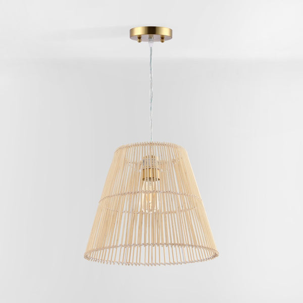 Safavieh SENYA, 14.5" Natural Rattan Extendable Pendant Light for Cozy Ambiance in Modern & Bohemian Spaces PND4127A