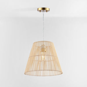 Safavieh SENYA, 14.5" Natural Rattan Extendable Pendant Light for Cozy Ambiance in Modern & Bohemian Spaces PND4127A