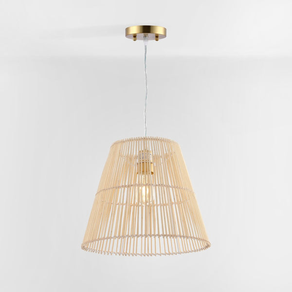Safavieh SENYA, 14.5" Natural Rattan Extendable Pendant Light for Cozy Ambiance in Modern & Bohemian Spaces PND4127A