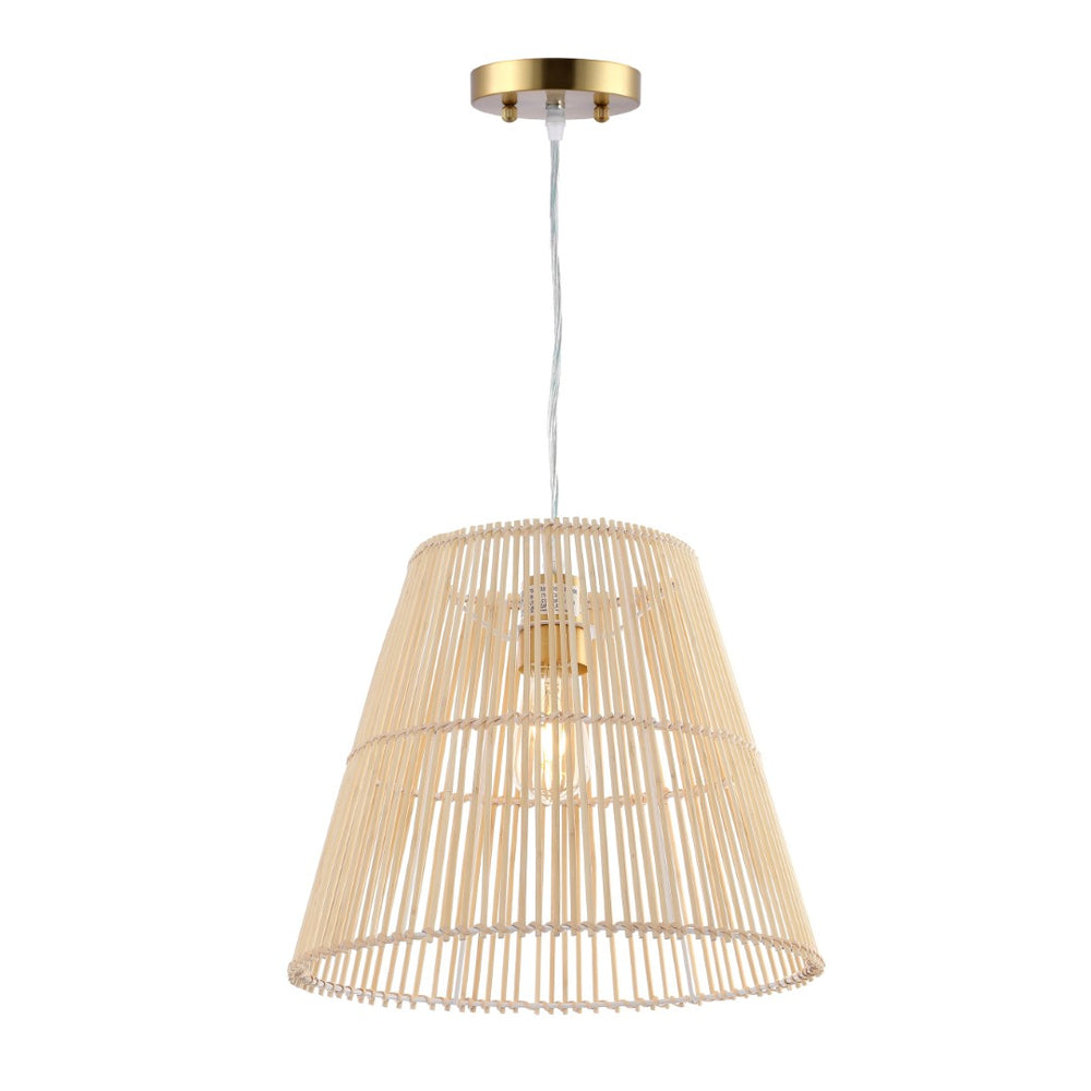 Safavieh SENYA, 14.5" Natural Rattan Extendable Pendant Light for Cozy Ambiance in Modern & Bohemian Spaces PND4127A