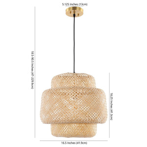 Safavieh KLARA, 16.5" Rattan Pendant Light – Adjustable Height, Natural Warmth for Modern Coastal Décor PND4128A