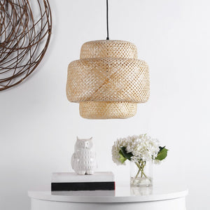 Safavieh KLARA, 16.5" Rattan Pendant Light – Adjustable Height, Natural Warmth for Modern Coastal Décor PND4128A