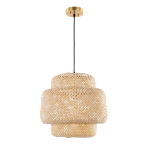 Safavieh KLARA, 16.5" Rattan Pendant Light – Adjustable Height, Natural Warmth for Modern Coastal Décor PND4128A