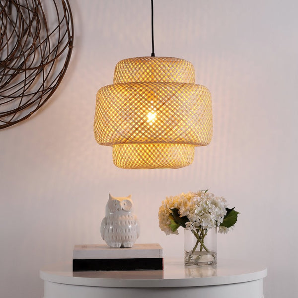 Safavieh KLARA, 16.5" Rattan Pendant Light – Adjustable Height, Natural Warmth for Modern Coastal Décor PND4128A