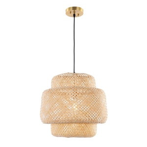 Safavieh KLARA, 16.5" Rattan Pendant Light – Adjustable Height, Natural Warmth for Modern Coastal Décor PND4128A
