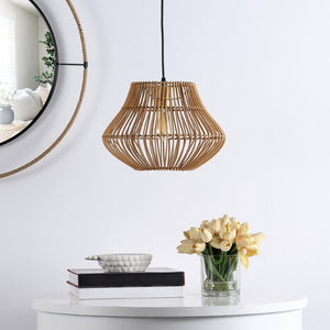 Safavieh ALCEDO, 14.5 INCH Natural Rattan Extendable Pendant Light – Stylish Adjustable Fixture for Any Space PND4130A