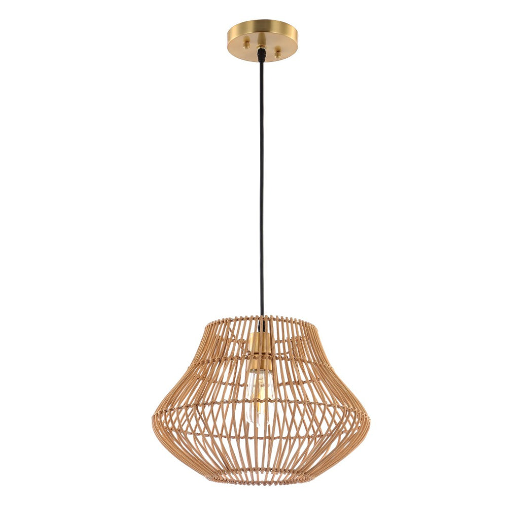 Safavieh ALCEDO, 14.5 INCH Natural Rattan Extendable Pendant Light – Stylish Adjustable Fixture for Any Space PND4130A