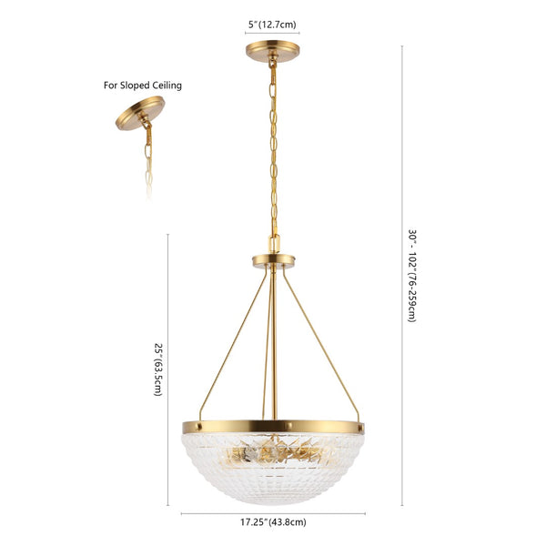 Safavieh THORIN, 3-Light Extendable Pendant Light in Brass & Clear Glass - Perfect for Dining & Living Areas PND4131A