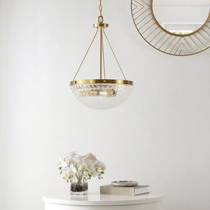 Safavieh THORIN, 3-Light Extendable Pendant Light in Brass & Clear Glass - Perfect for Dining & Living Areas PND4131A