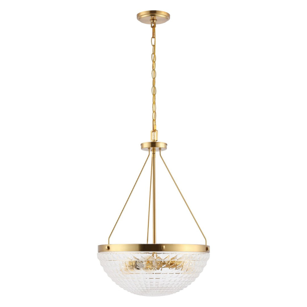 Safavieh THORIN, 3-Light Extendable Pendant Light in Brass & Clear Glass - Perfect for Dining & Living Areas PND4131A