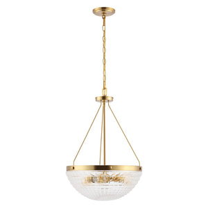 Safavieh THORIN, 3-Light Extendable Pendant Light in Brass & Clear Glass - Perfect for Dining & Living Areas PND4131A