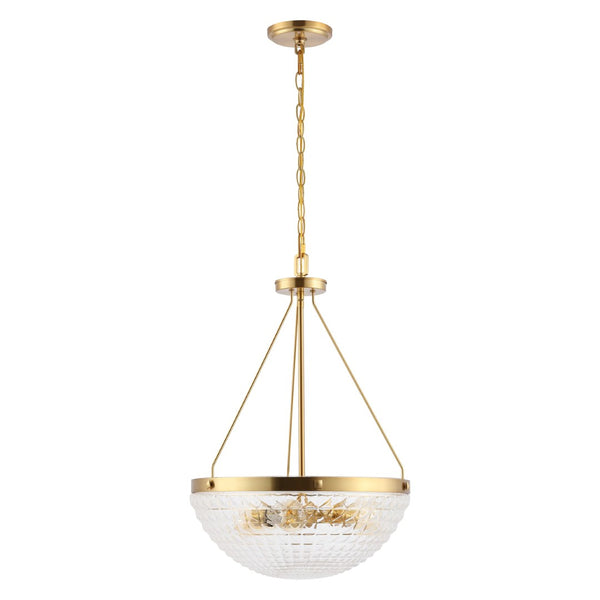 Safavieh THORIN, 3-Light Extendable Pendant Light in Brass & Clear Glass - Perfect for Dining & Living Areas PND4131A