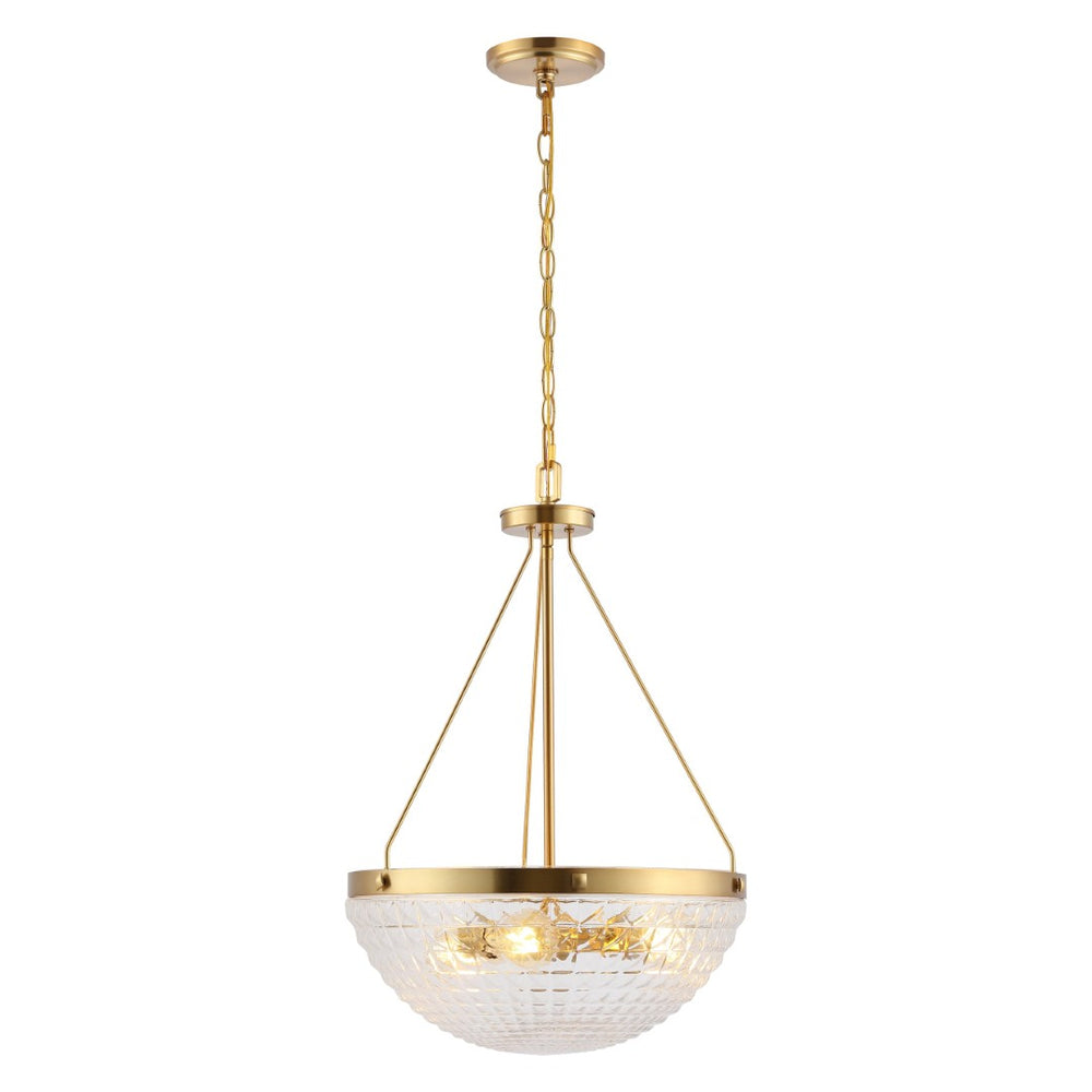 Safavieh THORIN, 3-Light Extendable Pendant Light in Brass & Clear Glass - Perfect for Dining & Living Areas PND4131A