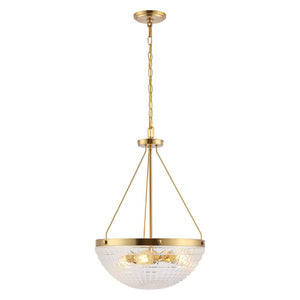 Safavieh THORIN, 3-Light Extendable Pendant Light in Brass & Clear Glass - Perfect for Dining & Living Areas PND4131A