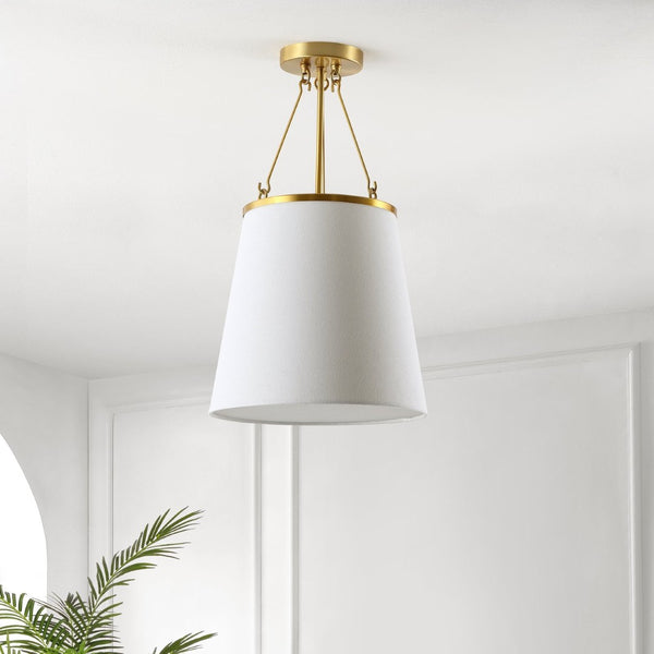 Safavieh VALOR, 12-Inch Gold/White Pendant Light - Stylish Iron, Fabric & Acrylic Design for Modern Spaces PND4133A