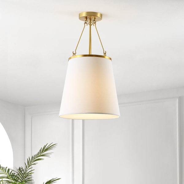 Safavieh VALOR, 12-Inch Gold/White Pendant Light - Stylish Iron, Fabric & Acrylic Design for Modern Spaces PND4133A
