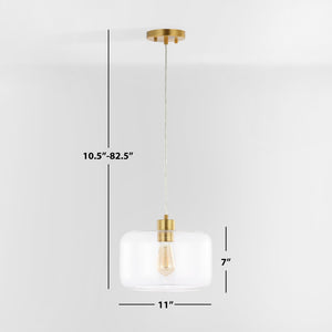 Safavieh WARDEN, 11-Inch Extendable Pendant Light in Gold and Clear Glass for Modern and Classic Spaces PND4134A