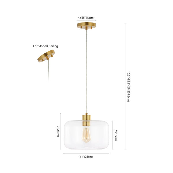 Safavieh WARDEN, 11-Inch Extendable Pendant Light in Gold and Clear Glass for Modern and Classic Spaces PND4134A