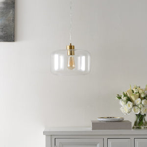 Safavieh WARDEN, 11-Inch Extendable Pendant Light in Gold and Clear Glass for Modern and Classic Spaces PND4134A