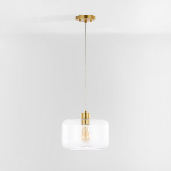 Safavieh WARDEN, 11-Inch Extendable Pendant Light in Gold and Clear Glass for Modern and Classic Spaces PND4134A
