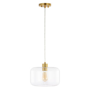Safavieh WARDEN, 11-Inch Extendable Pendant Light in Gold and Clear Glass for Modern and Classic Spaces PND4134A