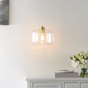 Safavieh WARDEN, 11-Inch Extendable Pendant Light in Gold and Clear Glass for Modern and Classic Spaces PND4134A