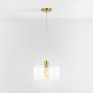 Safavieh WARDEN, 11-Inch Extendable Pendant Light in Gold and Clear Glass for Modern and Classic Spaces PND4134A