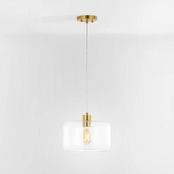 Safavieh WARDEN, 11-Inch Extendable Pendant Light in Gold and Clear Glass for Modern and Classic Spaces PND4134A
