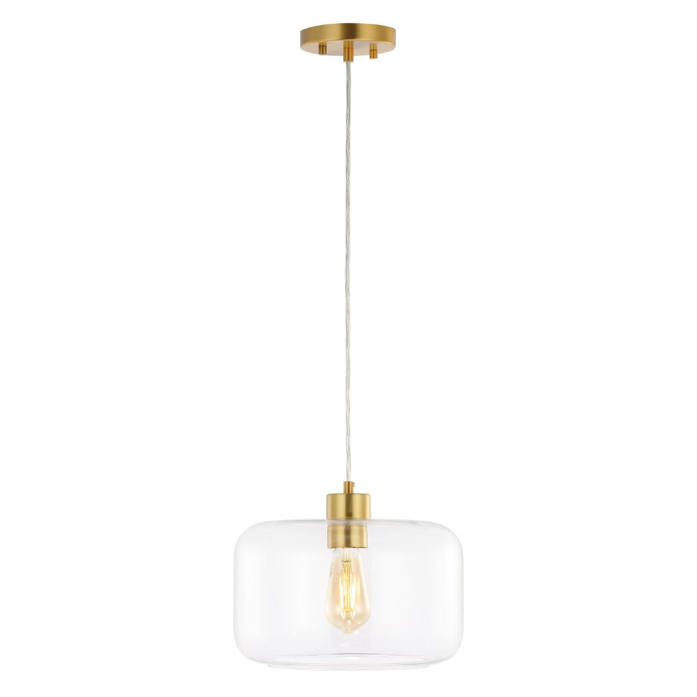 Safavieh WARDEN, 11-Inch Extendable Pendant Light in Gold and Clear Glass for Modern and Classic Spaces PND4134A