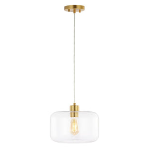 Safavieh WARDEN, 11-Inch Extendable Pendant Light in Gold and Clear Glass for Modern and Classic Spaces PND4134A