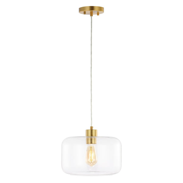 Safavieh WARDEN, 11-Inch Extendable Pendant Light in Gold and Clear Glass for Modern and Classic Spaces PND4134A